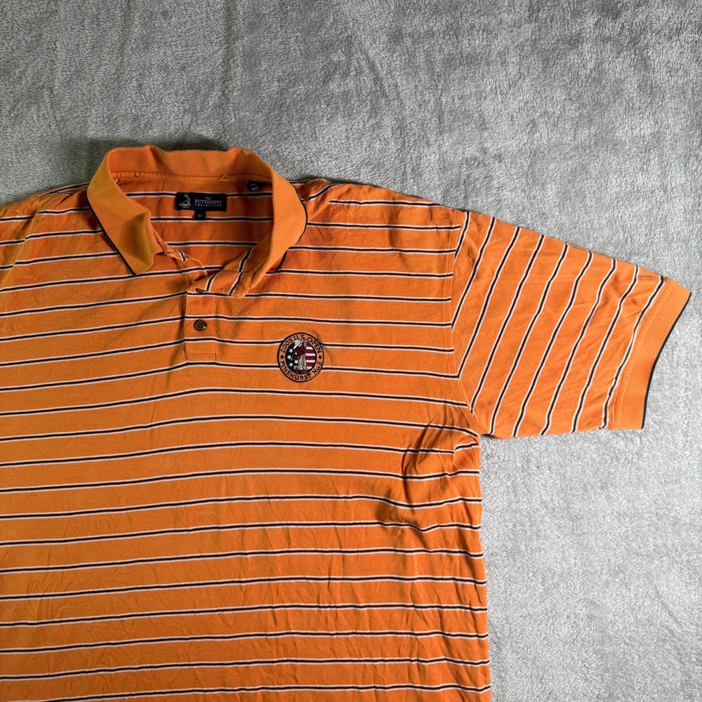 Putterboy Collection Golf Polo 2005 US Open Pinehurst Striped Orange XL (read)